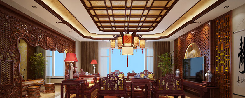 內蒙古中式典雅別墅裝修效果圖