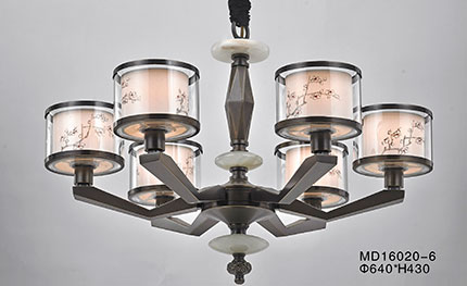 波爾圖現(xiàn)代新中式客廳書(shū)房餐廳全銅吊燈