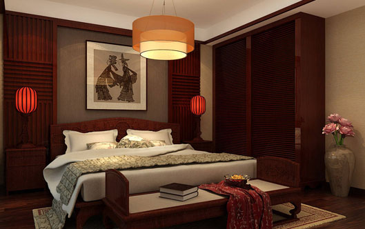 紅木材質在臥室里面的展示效果很古典