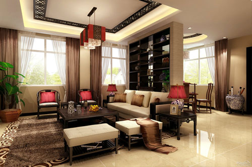 中式風格下客廳裝修效果圖