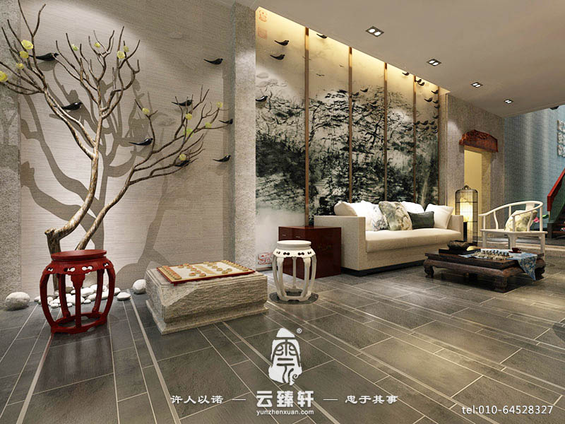 中式風格字畫裝飾電視背景墻裝修效果圖