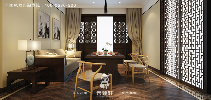 放松愉快的中式茶室裝修效果圖