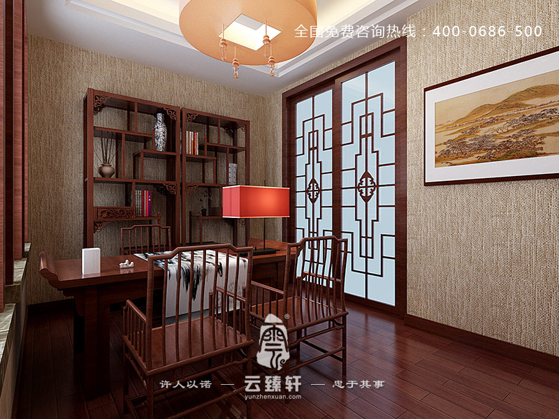 已經不能再簡約的中式書房裝修效果圖