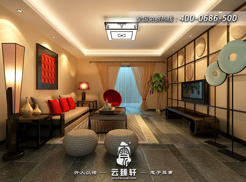 新中式客廳裝修效果圖