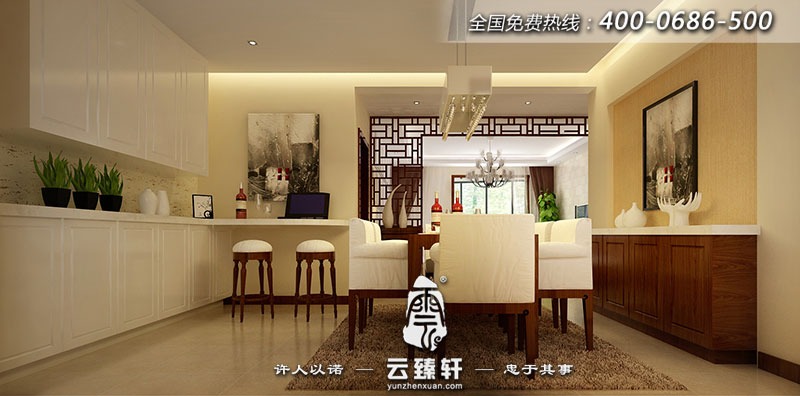 開放式的廚房和餐廳融為一體