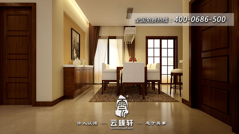 極簡中式餐廳就餐區(qū)另一視角