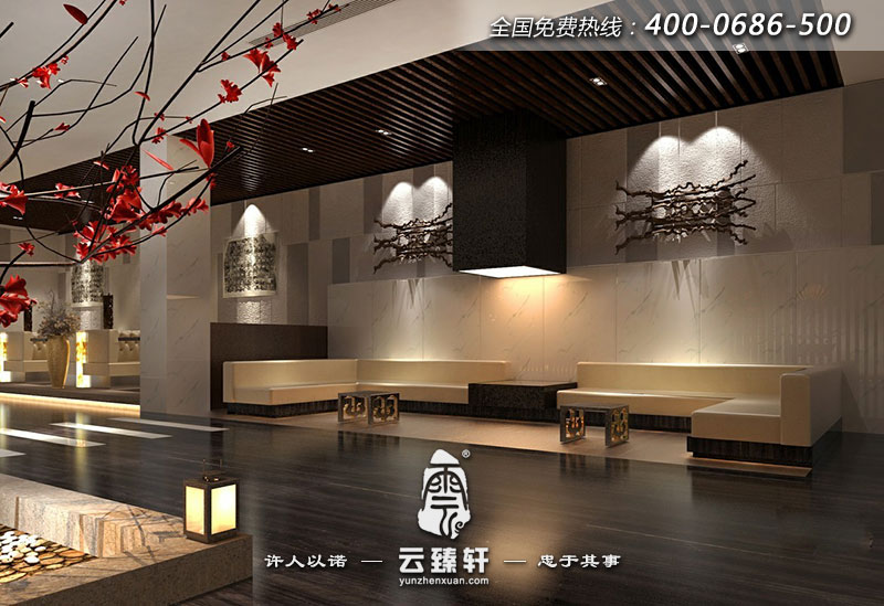 大堂的接待處，簡約素雅，沒有多余的裝飾