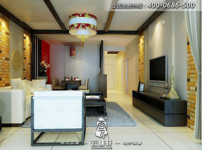 新中式客廳側(cè)面視角