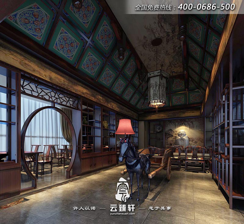 四合院會所的大堂裝修效果