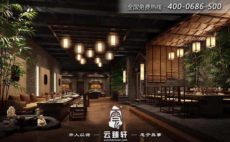 餐廳會所的大堂時尚大氣、低調簡約