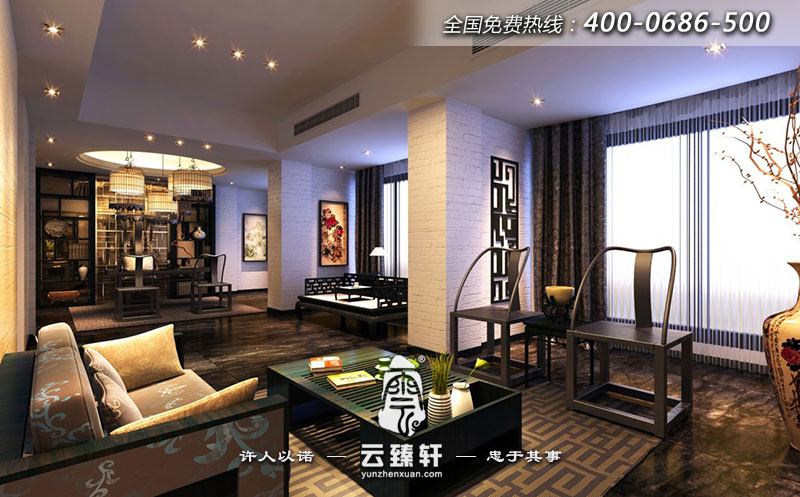 中式別墅整個書房展示