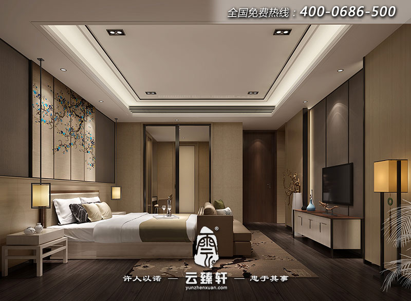 新中式別墅次臥室設計效果圖