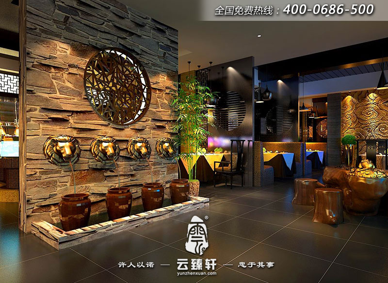 中式海鮮養生館大堂裝修效果圖