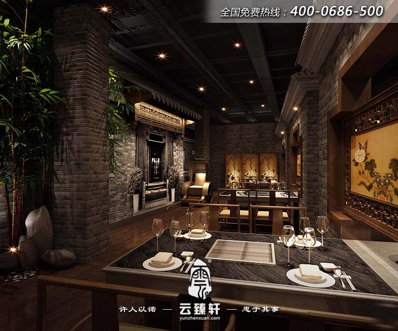 古典中式餐廳大堂設(shè)計效果圖