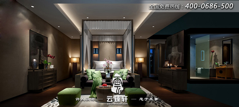 別墅現代中式臥室裝修效果圖