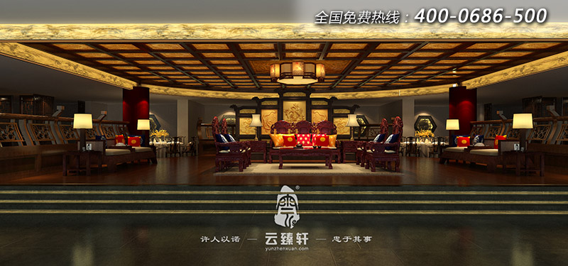 二樓紅木家具展廳的整體效設(shè)計效果圖