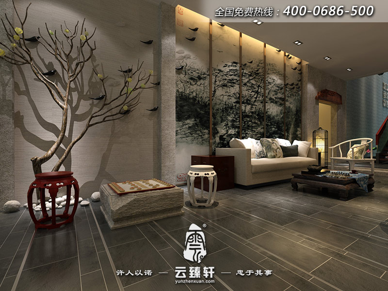 新中式酒店大堂休息區(qū)設(shè)計(jì)效果圖