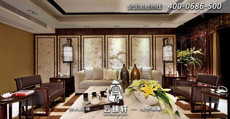 中式三居室客廳裝修案例實(shí)景圖