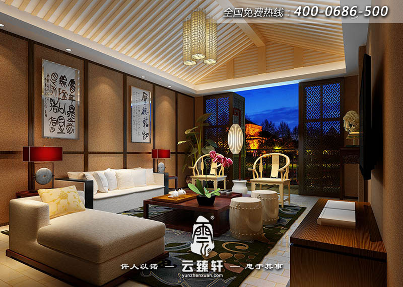 中式豪宅客廳效果圖