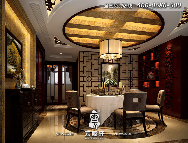 現代中式餐廳設計效果圖