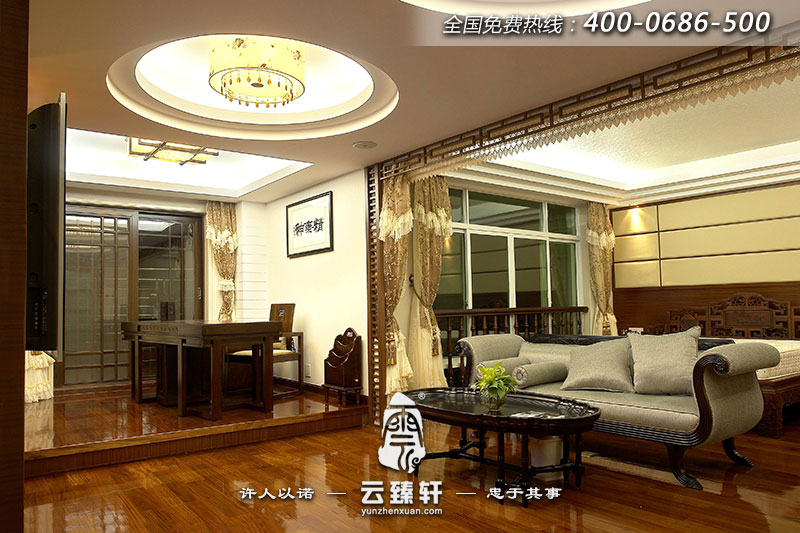 典雅氣派中式別墅設計臥室圖片