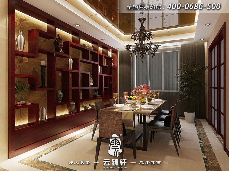 新中式別墅餐廳設計效果圖