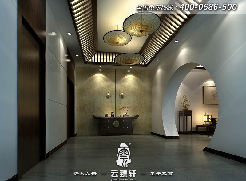 新中式別墅玄關(guān)設(shè)計效果圖