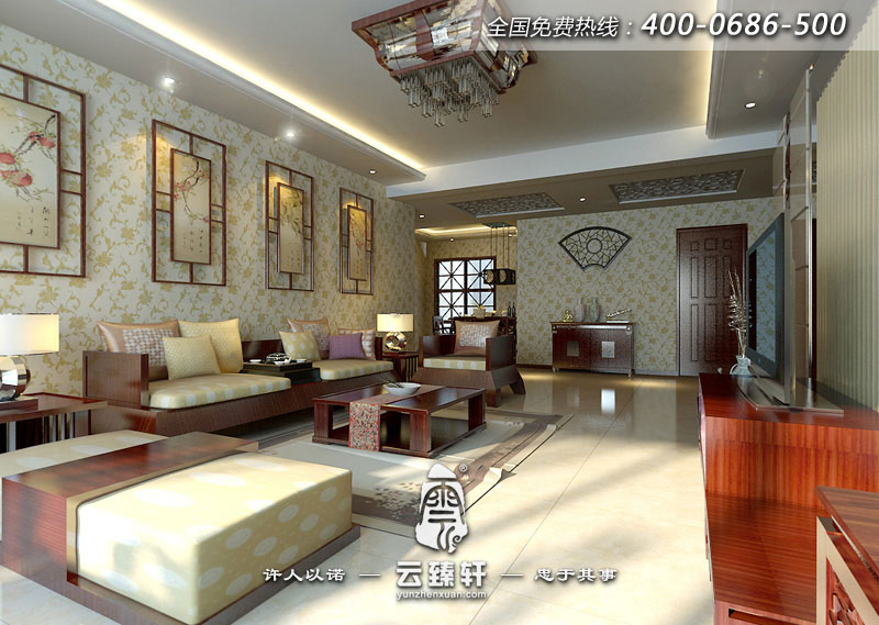 簡約中式客廳效果圖