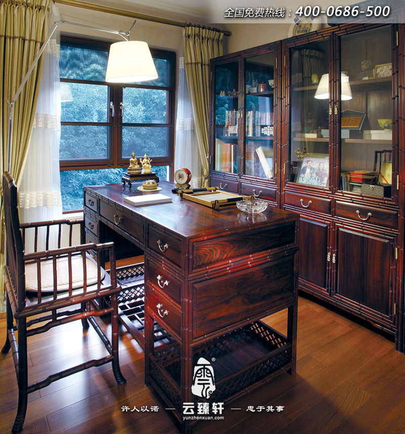 古典中式設計書房效果圖
