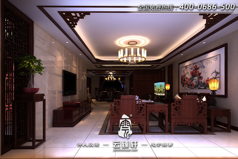 中式家裝客廳電視背景墻圖片