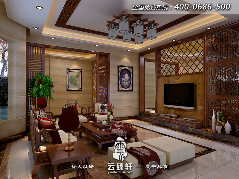 現(xiàn)代中式設(shè)計(jì)客廳效果圖