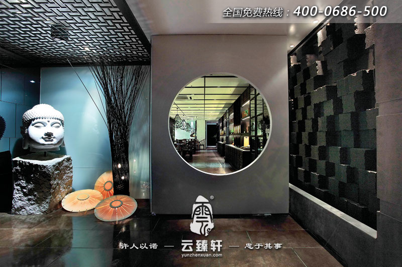 茶樓大門玄關設計效果圖