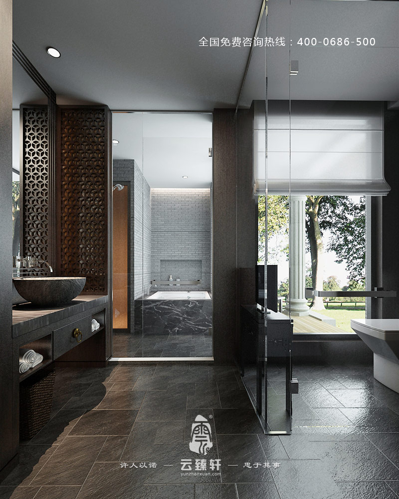 別墅中式衛生間裝修風水效果圖