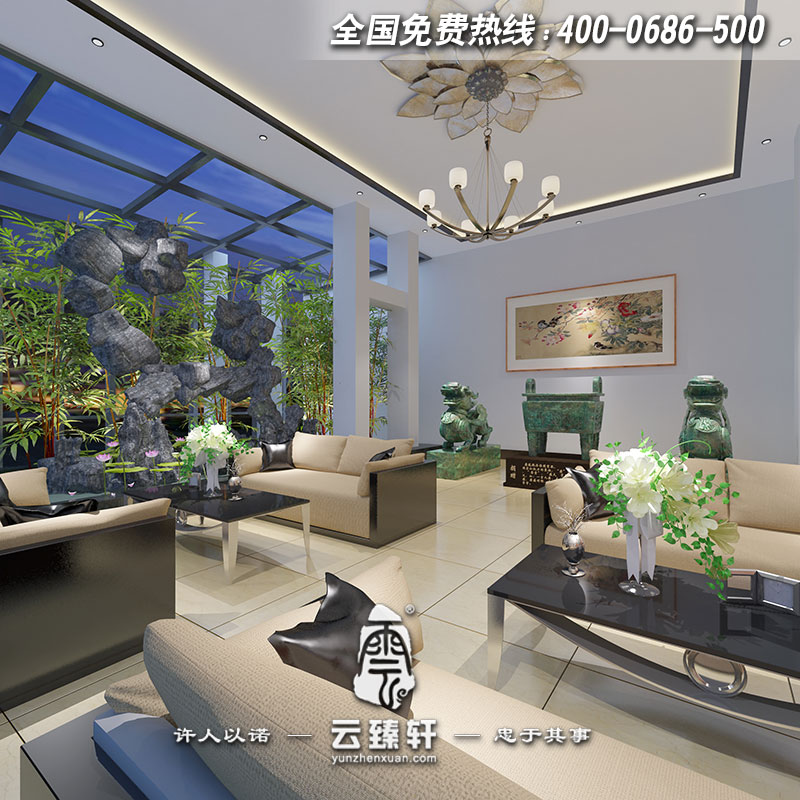 中式展廳接待室設(shè)計效果圖