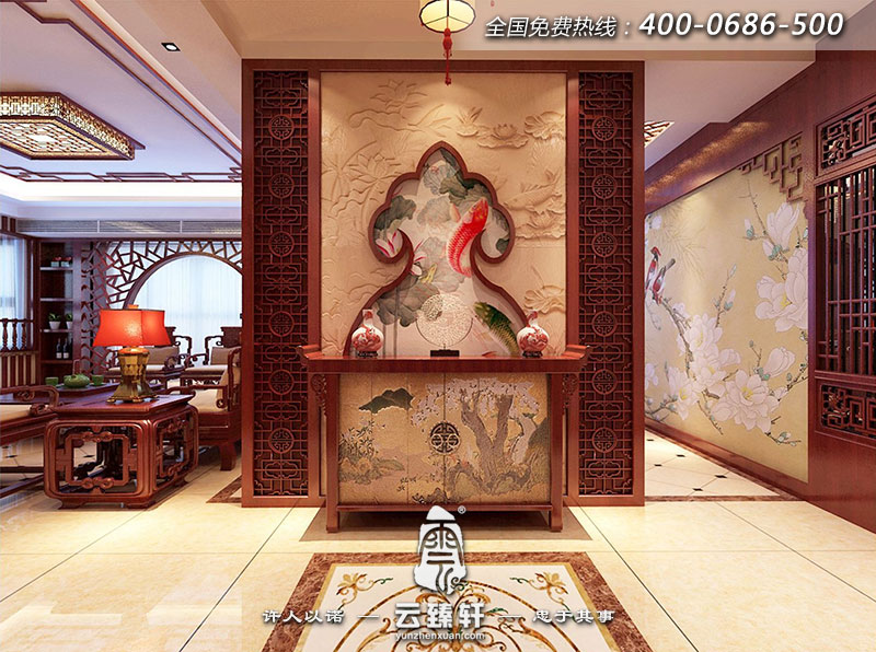 中式客廳玄關(guān)風(fēng)水?dāng)[件效果圖