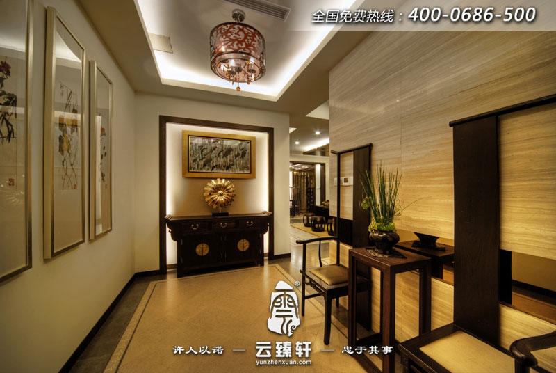 中式玄關(guān)風(fēng)水山水畫效果圖