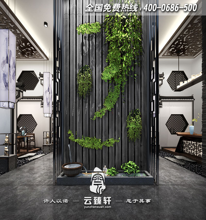 新中式會(huì)所玄關(guān)設(shè)計(jì)效果圖