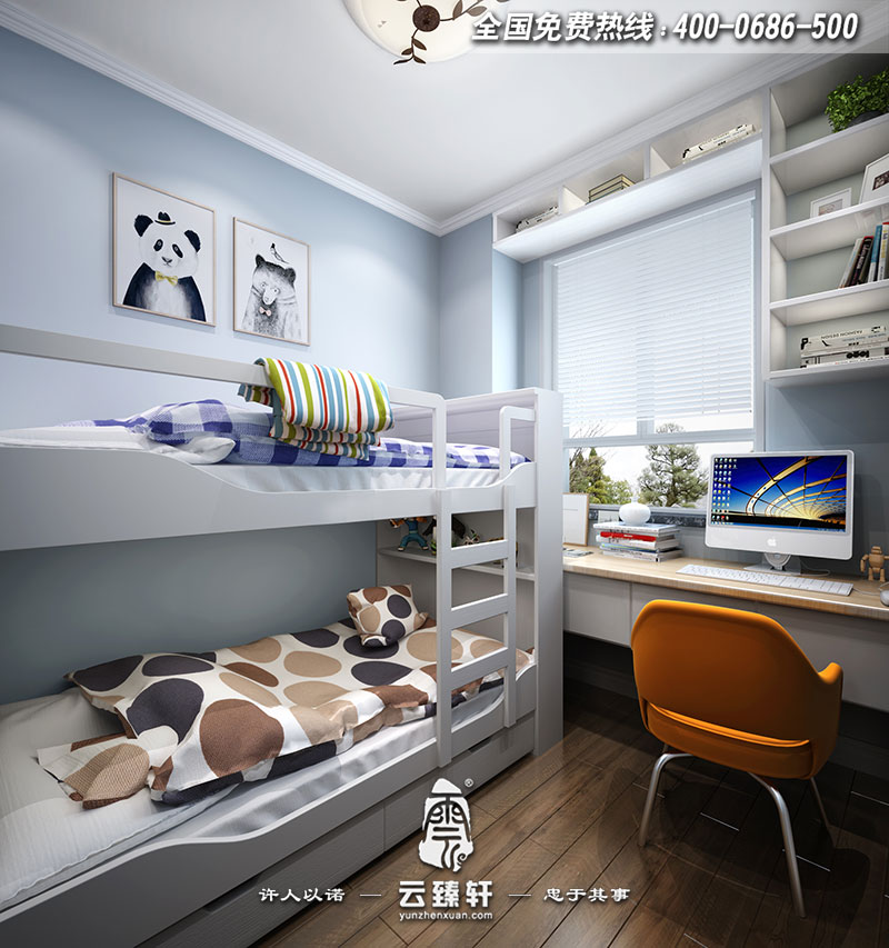 復(fù)式樓二層兒童房設(shè)計(jì)效果圖