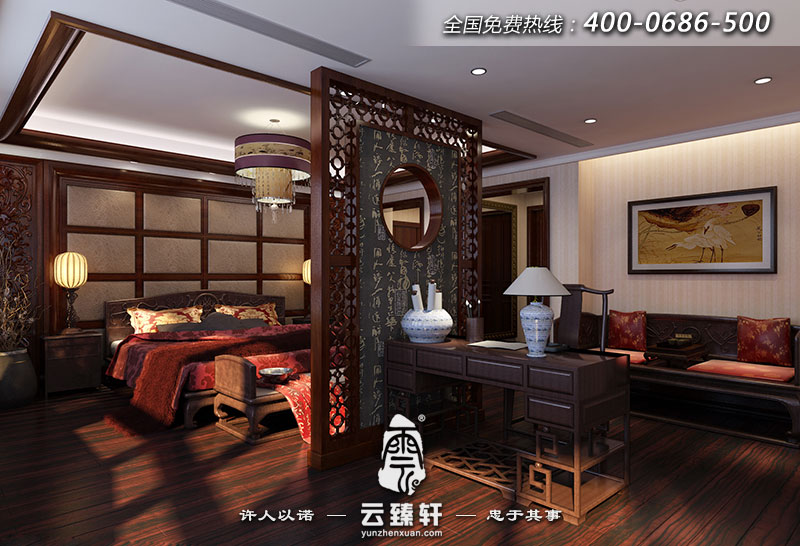 中式別墅臥室效果圖