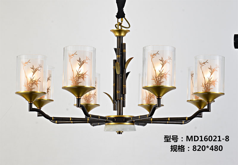 波爾圖新中式全銅竹子造型書(shū)房吊燈