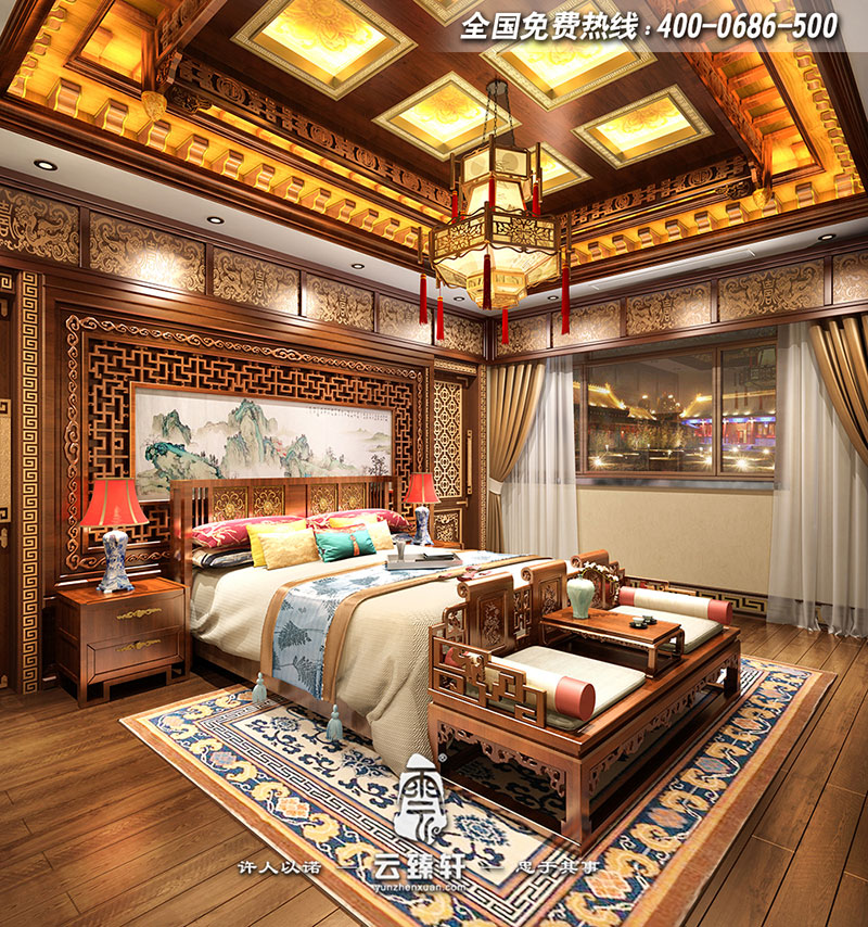 高端四合院主臥室設(shè)計(jì)效果圖