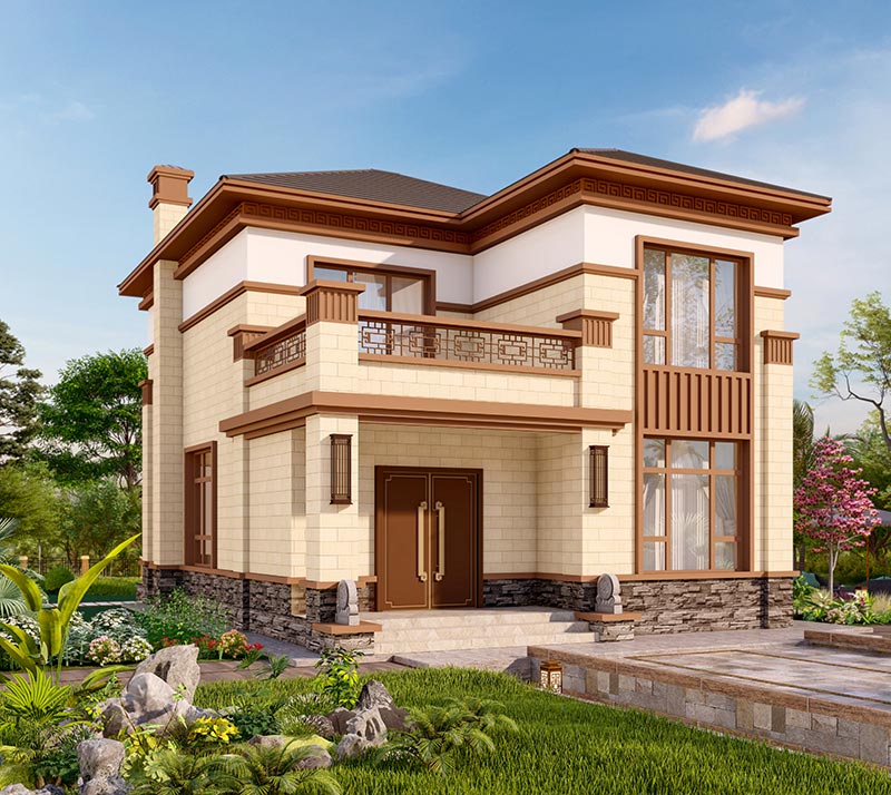 農(nóng)村新中式風(fēng)格二層別墅設(shè)計(jì)圖紙